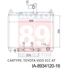 RADIADOR TOYOTA YARIS VIOS 5CC AT IA-8910112 16400-0M020 IA-8934120-16 TY37125A  350*478*16