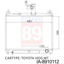 RADIADOR TOYOTA YARIS VIOS 5CC MT 16400-0M030 IA-8910112  IA-8934120-16 350*488*16