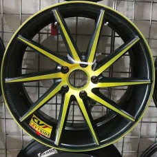 RIN 19 BLACK MACHINE FACE YELLOW PAILING FACE 19X8.5 ET35 5X114.3 CB73.1